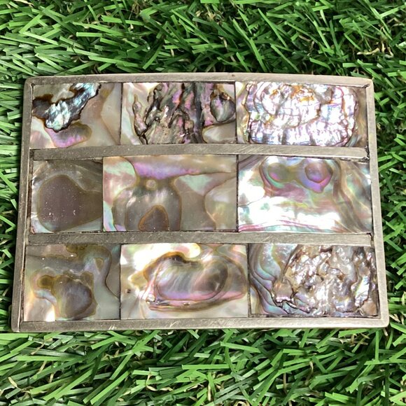 Vintage Abalone Shell Mexican Silver Belt Buckle main image 12